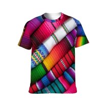 yanfind Adult Full Print T-shirts (men And Women) Craft Wool Rainbow Cotton Yarn Fiber Diagonal Weaving Motley Crafts