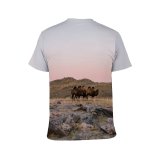 yanfind Adult Full Print T-shirts (men And Women) Dawn Landscape Sunset Desert Grass Park Travel Rock Outdoors Wild Bull
