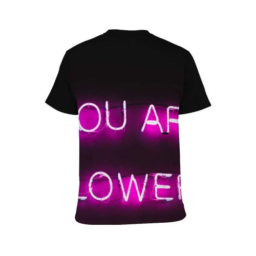 yanfind Adult Full Print T-shirts (men And Women) Art Contrast Creative Dark Decoration Design Diffuse Electric Fluorescent Font Glitter