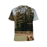 yanfind Adult Full Print T-shirts (men And Women) Cattle Cow Dairy Farm Farmland Field Landscape Lawn Meadow Outdoors Picturesque Rural