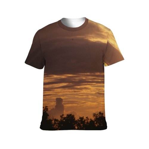 yanfind Adult Full Print T-shirts (men And Women) Landscape Sunset Sunrise Sky Clouds Peaceful Trees Plants-