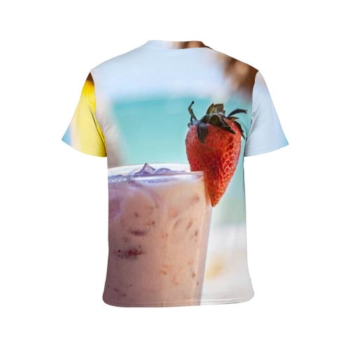 yanfind Adult Full Print T-shirts (men And Women) Appetizing Bar Beach Berry Blend Blurred Coast Cocktail Cool Cream Cup Daytime