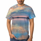 yanfind Adult Full Print T-shirts (men And Women) Clouds Colorful Colourful Lake Landscape Overcast Reflection River Scenery Sky Sunrise