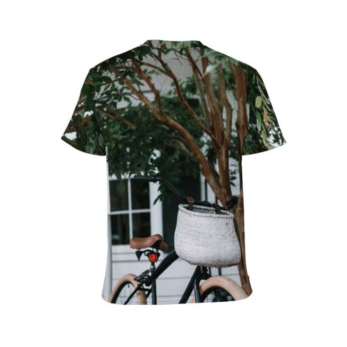 yanfind Adult Full Print T-shirts (men And Women) Bicycle Bike Foliage Garden Leaves Leisure Outdoors Parked Summer Transportation System Tree