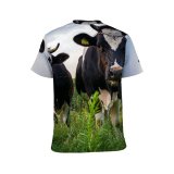 yanfind Adult Full Print T-shirts (men And Women) Field Summer Agriculture Farm Grass Grassland Milk Cow Rural Farmland Pasture Cattle