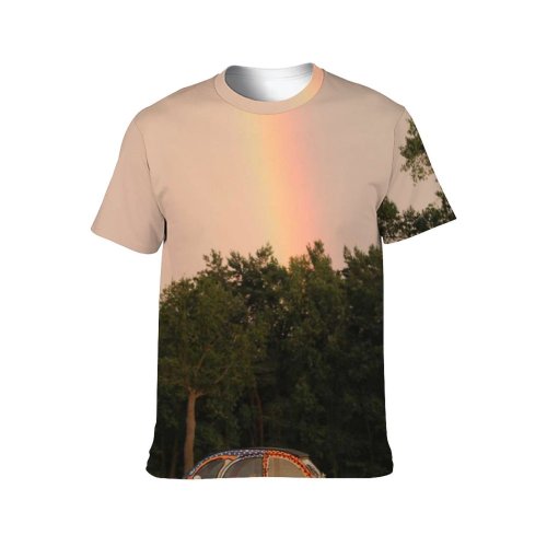 yanfind Adult Full Print T-shirts (men And Women) Landscape Field Summer Countryside Vehicle Agriculture Grass Tree Fall Grassland Outdoors