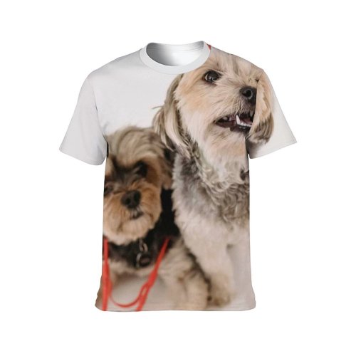 yanfind Adult Full Print T-shirts (men And Women) Attentive Care Creature Cure Curious Cute Dog Fauna Fluff Friendly