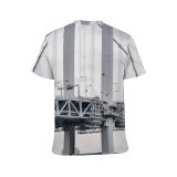 yanfind Adult Full Print T-shirts (men And Women) City Building Construction Connection Vehicle Architecture River Suspension Travel Outdoors