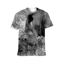 yanfind Adult Full Print T-shirts (men And Women) Grass Park Big Portrait Wild Cow Safari Wildlife Elephant Horn Rhinoceros