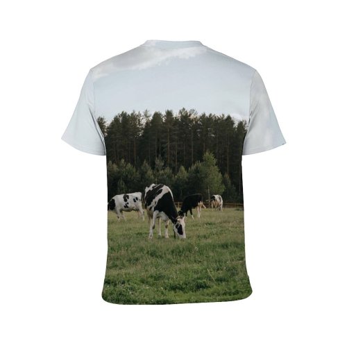 yanfind Adult Full Print T-shirts (men And Women) Cattle Cow Dairy Farm Farmland Female Field Flock Landscape Lawn Meadow