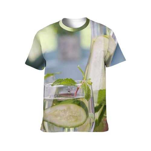 yanfind Adult Full Print T-shirts (men And Women) Summer Party Cocktail Glass Table Leaf Wine Lemon Health Lime Juice