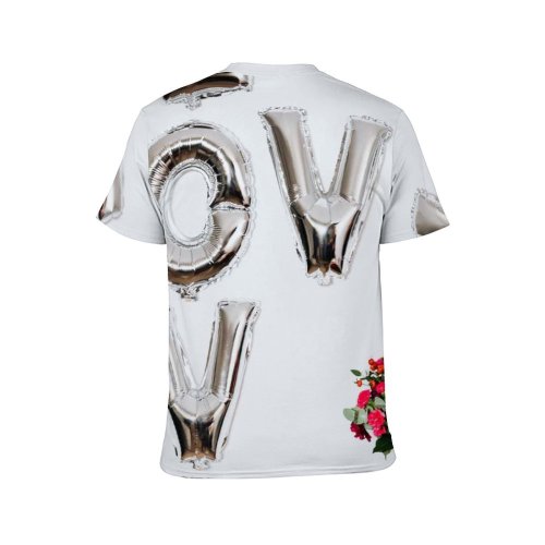 yanfind Adult Full Print T-shirts (men And Women) Typography Luxury Letter Chrome Wine Decoration Glazed Alphabet Typeset Baptismal