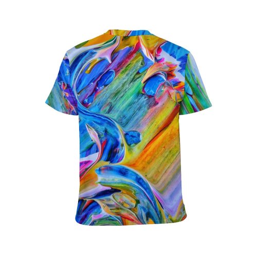 yanfind Adult Full Print T-shirts (men And Women) Design Creativity Strength Palette Mess Rainbow Artistic Stain Acrylic Canvas Visuals