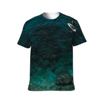 yanfind Adult Full Print T-shirts (men And Women) Aqua Breathtaking Bristly Daylight From Above High Highland Idyllic Marine Mount