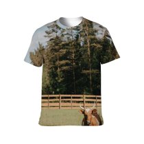 yanfind Adult Full Print T-shirts (men And Women) Cattle Cow Dairy Farm Farmland Field Landscape Lawn Meadow Outdoors Picturesque Rural