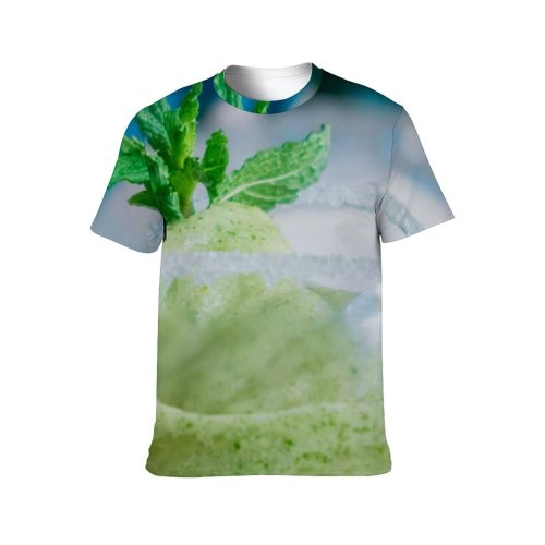 yanfind Adult Full Print T-shirts (men And Women) Summer Cocktail Glass Frozen Leaf Sugar Sweet Health Fruit Yogurt Cream