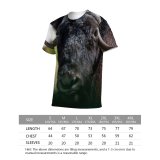 yanfind Adult Full Print T-shirts (men And Women) Grass Fur Portrait Strong Wild Bull Cow Wildlife Horn Bison Cattle