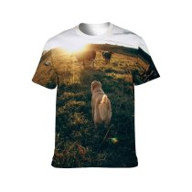 yanfind Adult Full Print T-shirts (men And Women) Backlit Cattle Cloudy Sky Countryside Cow Creature Dog Dusk Evening Fauna Field