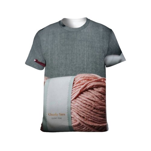 yanfind Adult Full Print T-shirts (men And Women) Armchair Ball Cloth Colorful Comfort Space Couch Cozy Craft Creative Crochet