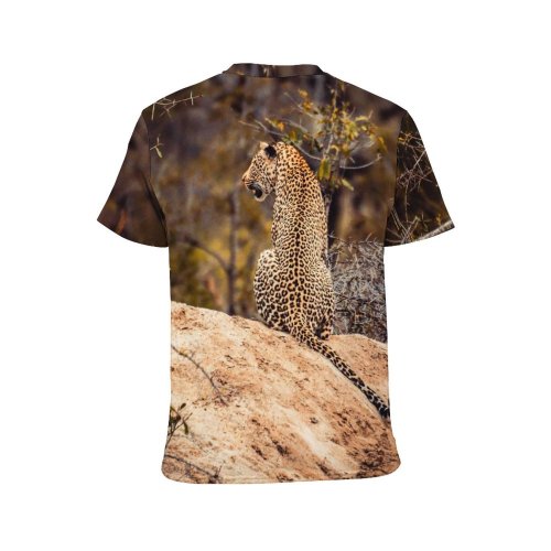 yanfind Adult Full Print T-shirts (men And Women) Desert Bush Grass Park Tree Travel Cat Outdoors Wild Leopard Safari