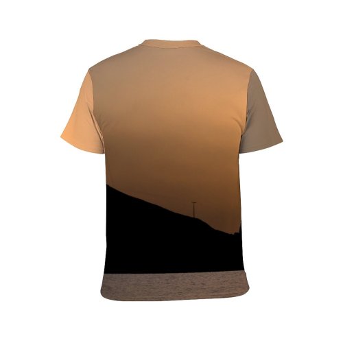 yanfind Adult Full Print T-shirts (men And Women) Lighthouse Hill Lake Sunset Cliffs Landscape Sky Clouds Rocks Stone