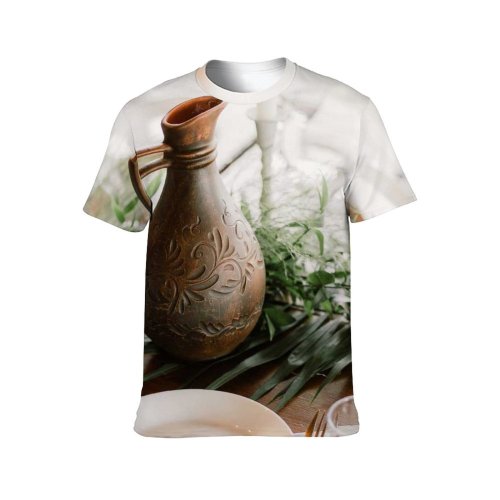 yanfind Adult Full Print T-shirts (men And Women) Arrangement Banquet Beverage Candle Celebrate Crystal Cutlery Daylight Decor Decoration Dine