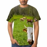 yanfind Adult Full Print T-shirts (men And Women) Breathtaking Calm Cattle Cliff Countryside Cow Daylight Daytime Farmland Field Flora Grass