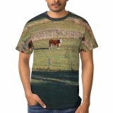 yanfind Adult Full Print T-shirts (men And Women) Landscape Field Agriculture Grass Grassland Cow Horse Rural Farmland Pasture Cattle