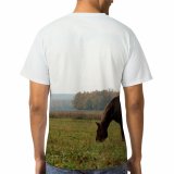 yanfind Adult Full Print Tshirts (men And Women) Field Summer Outdoor Hill Horse Grass Farm Morning Landscape