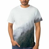 yanfind Adult Full Print T-shirts (men And Women) Alpine Breathtaking Cloudy Coniferous Evergreen Fir Fog Foliage Forest Gloomy Greenery