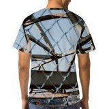 yanfind Adult Full Print T-shirts (men And Women) Architecture Fence Cage Net Iron Abandoned Safety Wire Security Danger