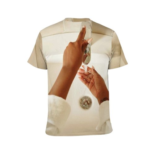 yanfind Adult Full Print T-shirts (men And Women) Dawn Relaxation Room Bathroom Soap Clean Health Bath Treatment Family Mirror Applying