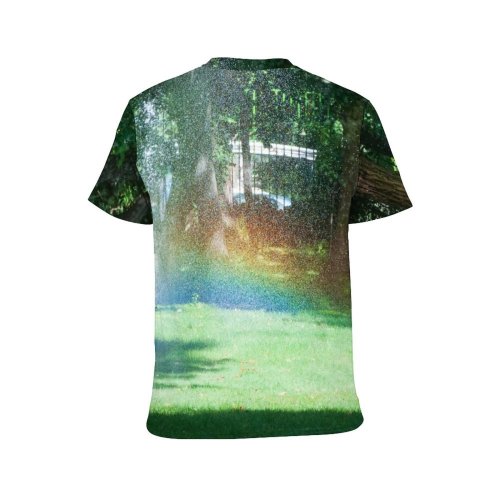 yanfind Adult Full Print T-shirts (men And Women) Wood Light Dawn Landscape Summer Garden Grass Lawn Mist Park Leaf Fall