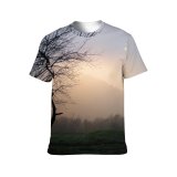 yanfind Adult Full Print T-shirts (men And Women) Landscape Sunset Tree Fog Winter