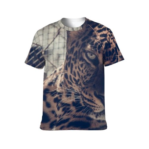 yanfind Adult Full Print T-shirts (men And Women) Big Cat Cage Carnivore Dangerous Eyes Felidae Fur Hunter Leopard Outdoors