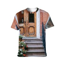 yanfind Adult Full Print T-shirts (men And Women) Architecture Barrier Bloom Brick Wall Brickwork Building City Construction Contemporary Detail District