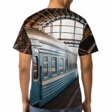 yanfind Adult Full Print T-shirts (men And Women) Light Train Tunnel Architecture Travel Station Platform Abandoned Urban Railway Perspective