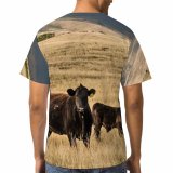 yanfind Adult Full Print T-shirts (men And Women) Landscape Field Countryside Agriculture Farm Grass Travel Grassland Outdoors Cow Wildlife Pasture