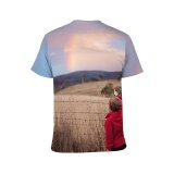 yanfind Adult Full Print T-shirts (men And Women) Boy Child Country Fence Field Grass Hands Kid Landscape Little Outdoors