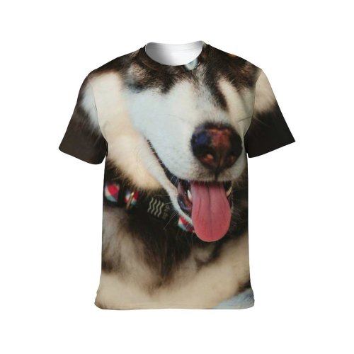 yanfind Adult Full Print T-shirts (men And Women) Portrait Canidae Eskimo Dog Fur Furry Heterocromia Pet Tongue Wolf
