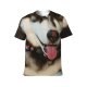 yanfind Adult Full Print T-shirts (men And Women) Portrait Canidae Eskimo Dog Fur Furry Heterocromia Pet Tongue Wolf
