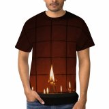 yanfind Adult Full Print T-shirts (men And Women) Light Art Dark Texture Wall Abstract Architecture Hot Design Flame Family Warmly
