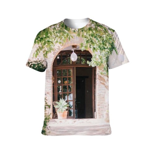 yanfind Adult Full Print T-shirts (men And Women) Wood Building Garden Leaf Architecture Tree Flower Home Outdoors Entrance Ivy Family