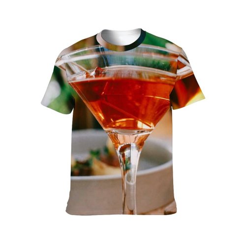 yanfind Adult Full Print T-shirts (men And Women) Wood Bar Party Cocktail Glass Beer Wine Classic Traditional Still Vodka