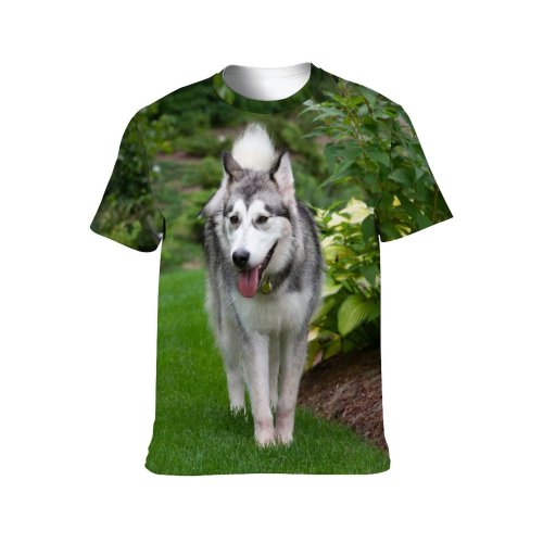yanfind Adult Full Print T-shirts (men And Women) Wood Summer Garden Dog Grass Park Leaf Fur Wolf Portrait Outdoors