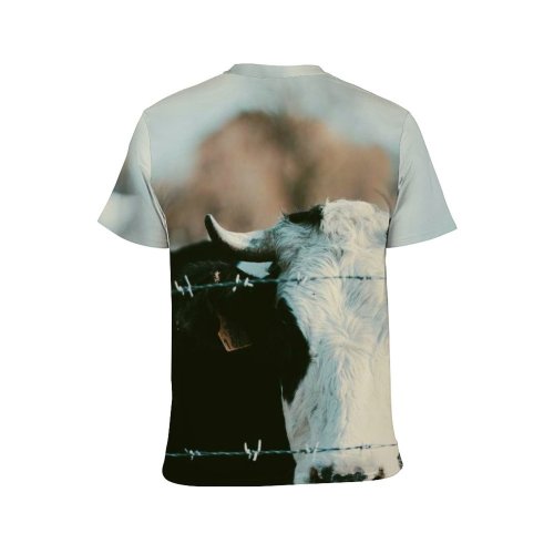 yanfind Adult Full Print T-shirts (men And Women) Landscape Field Countryside Agriculture Farm Grass Fence Milk Bull Rural Farmland Pasture