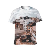 yanfind Adult Full Print T-shirts (men And Women) City Landscape Street Building Vehicle Architecture Travel Church Home Outdoors Traditional Town