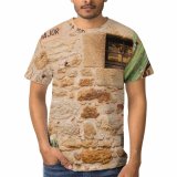 yanfind Adult Full Print T-shirts (men And Women) Building Wall Leaf Architecture Travel Rustic Outdoors Stone Rural Retro Traditional Family