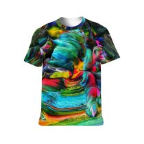 yanfind Adult Full Print T-shirts (men And Women) Design Creativity Configuration Rainbow Coloring Artistic Vibrant Stain Canvas Visuals Motley