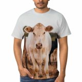yanfind Adult Full Print T-shirts (men And Women) Field Countryside Agriculture Farm Grass Milk Cow Rural Calf Farmland Pasture
